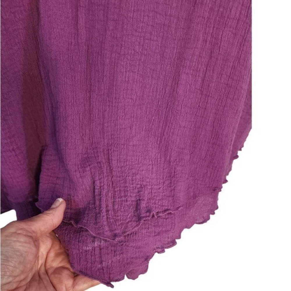 🔥5 for $20🔥Soft Surroundings Top M Purple 3/4 Sleeve Textured Comfy Casual - Picture 5 of 9